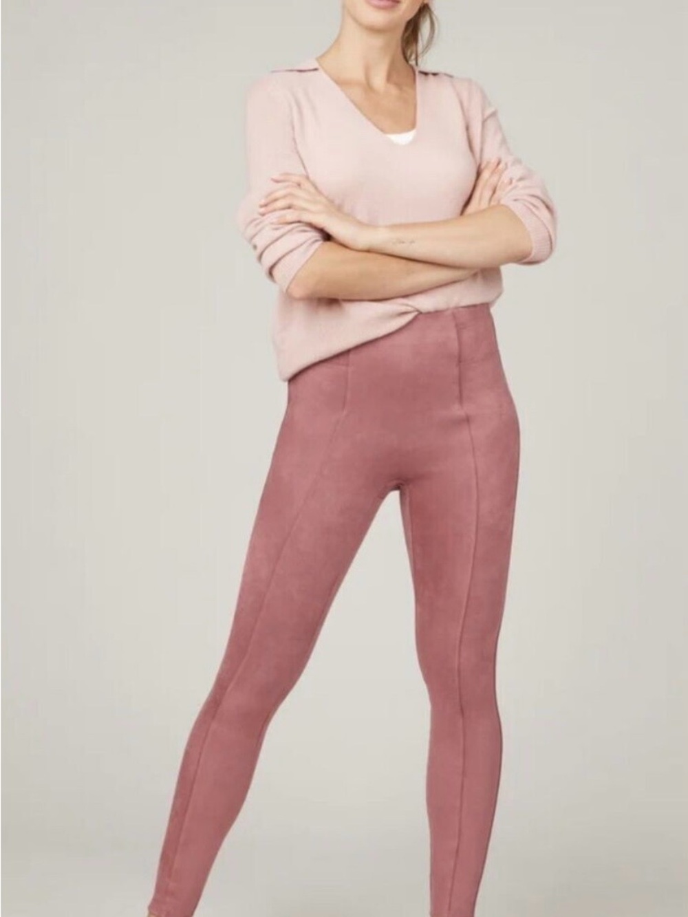 SPANX High-Rise Ponte Leggings in Dusty Rose Mauve